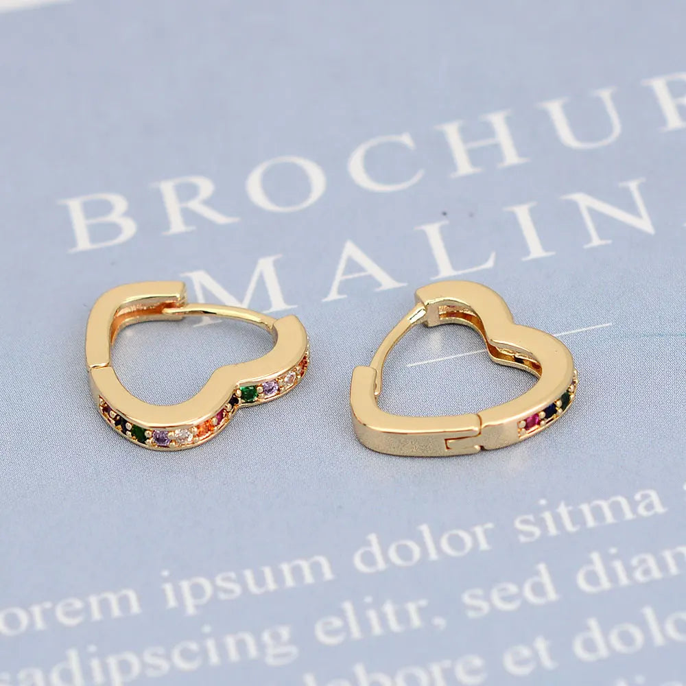 2022 Hot Sell Fashion Small Heart Crystal Hoop Earrings for Women Girls Bijoux Geometric ZirconTiny Earrings Statement Jewelry