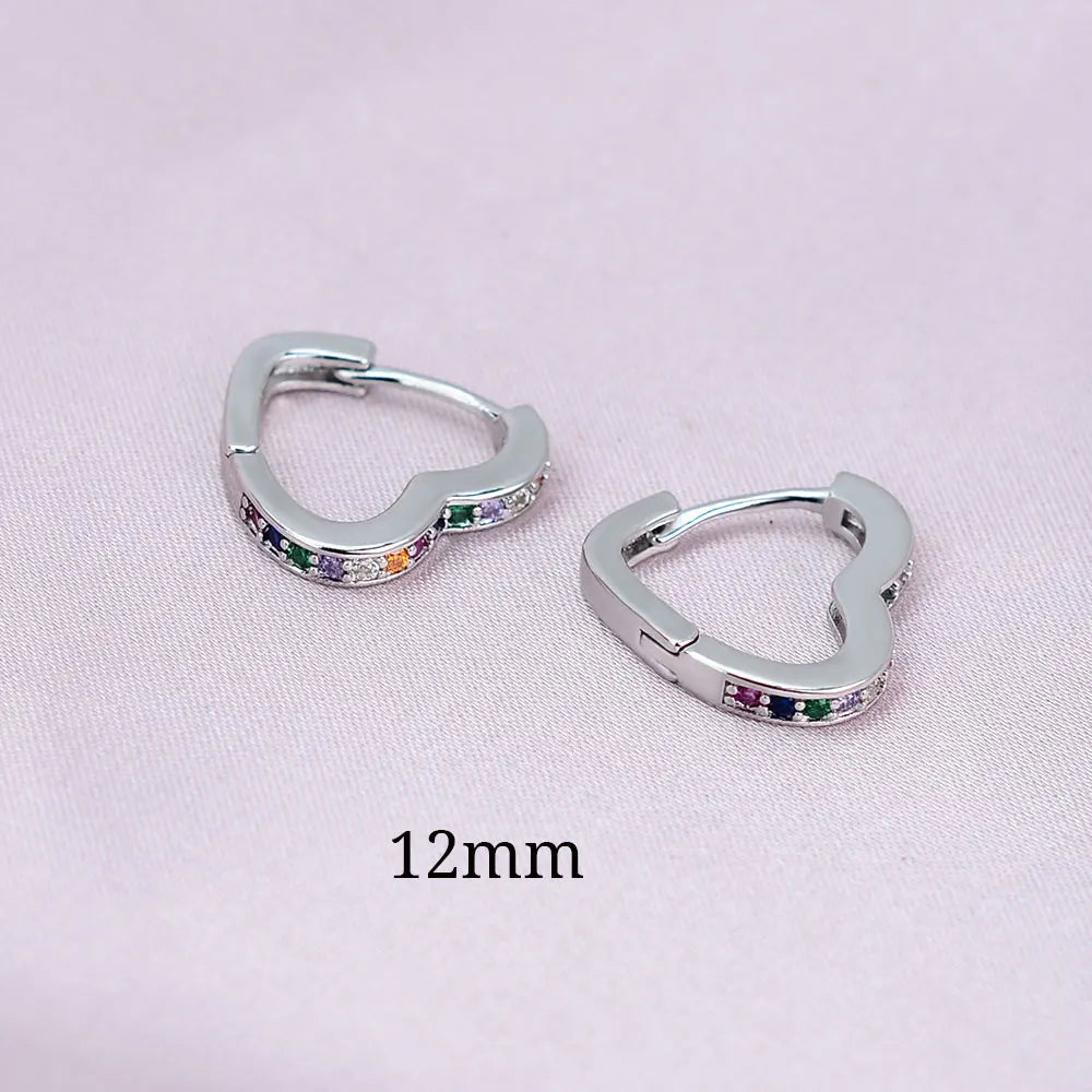 2022 Hot Sell Fashion Small Heart Crystal Hoop Earrings for Women Girls Bijoux Geometric ZirconTiny Earrings Statement Jewelry