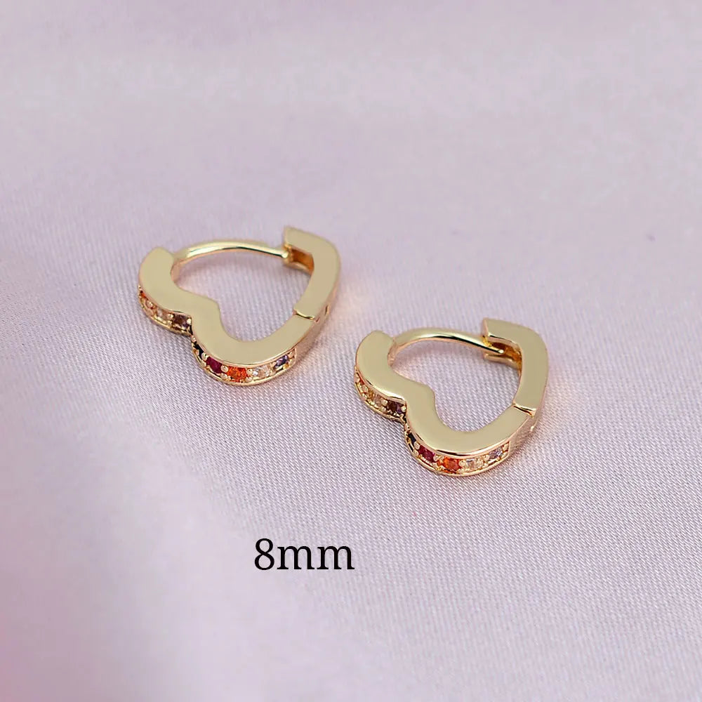 2022 Hot Sell Fashion Small Heart Crystal Hoop Earrings for Women Girls Bijoux Geometric ZirconTiny Earrings Statement Jewelry