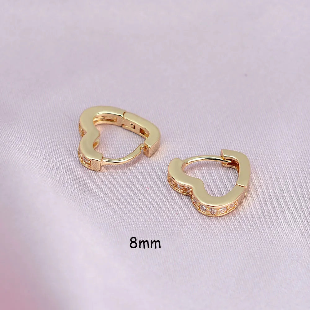 2022 Hot Sell Fashion Small Heart Crystal Hoop Earrings for Women Girls Bijoux Geometric ZirconTiny Earrings Statement Jewelry