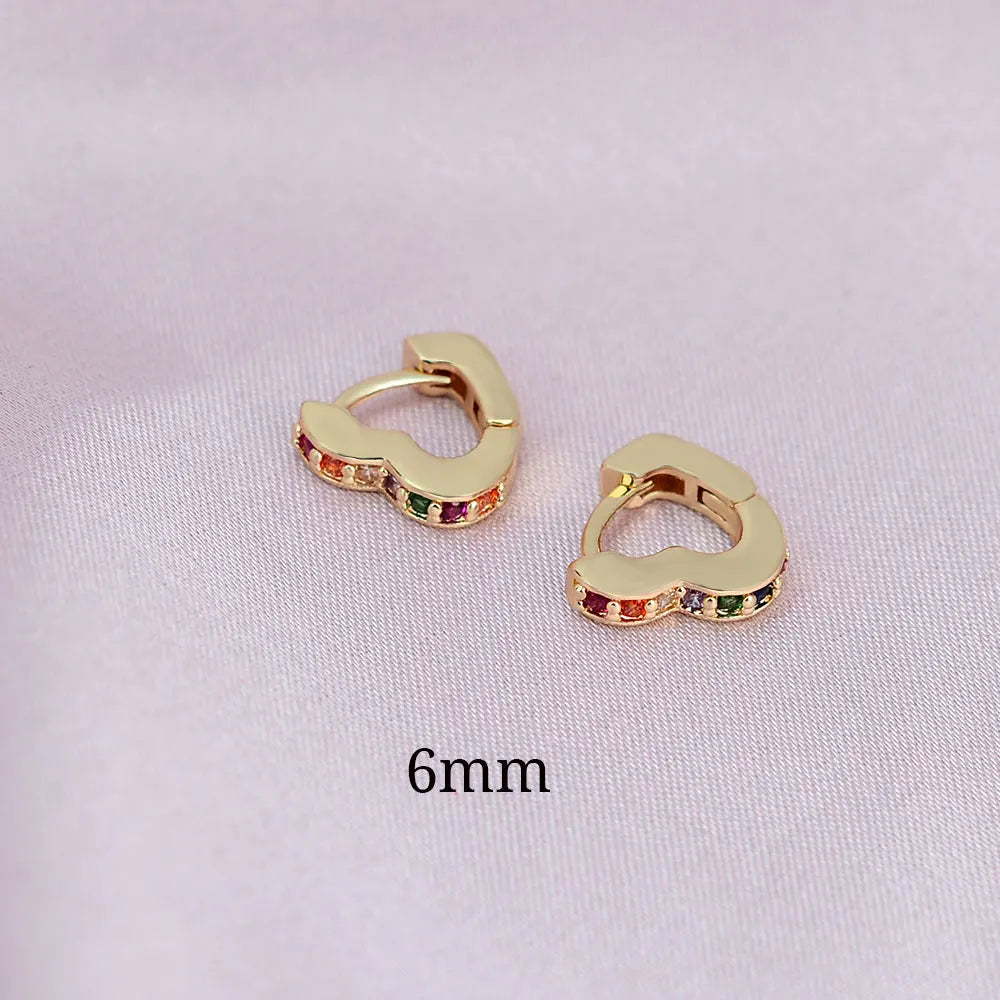 2022 Hot Sell Fashion Small Heart Crystal Hoop Earrings for Women Girls Bijoux Geometric ZirconTiny Earrings Statement Jewelry