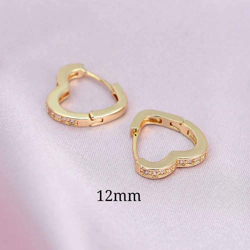 2022 Hot Sell Fashion Small Heart Crystal Hoop Earrings for Women Girls Bijoux Geometric ZirconTiny Earrings Statement Jewelry