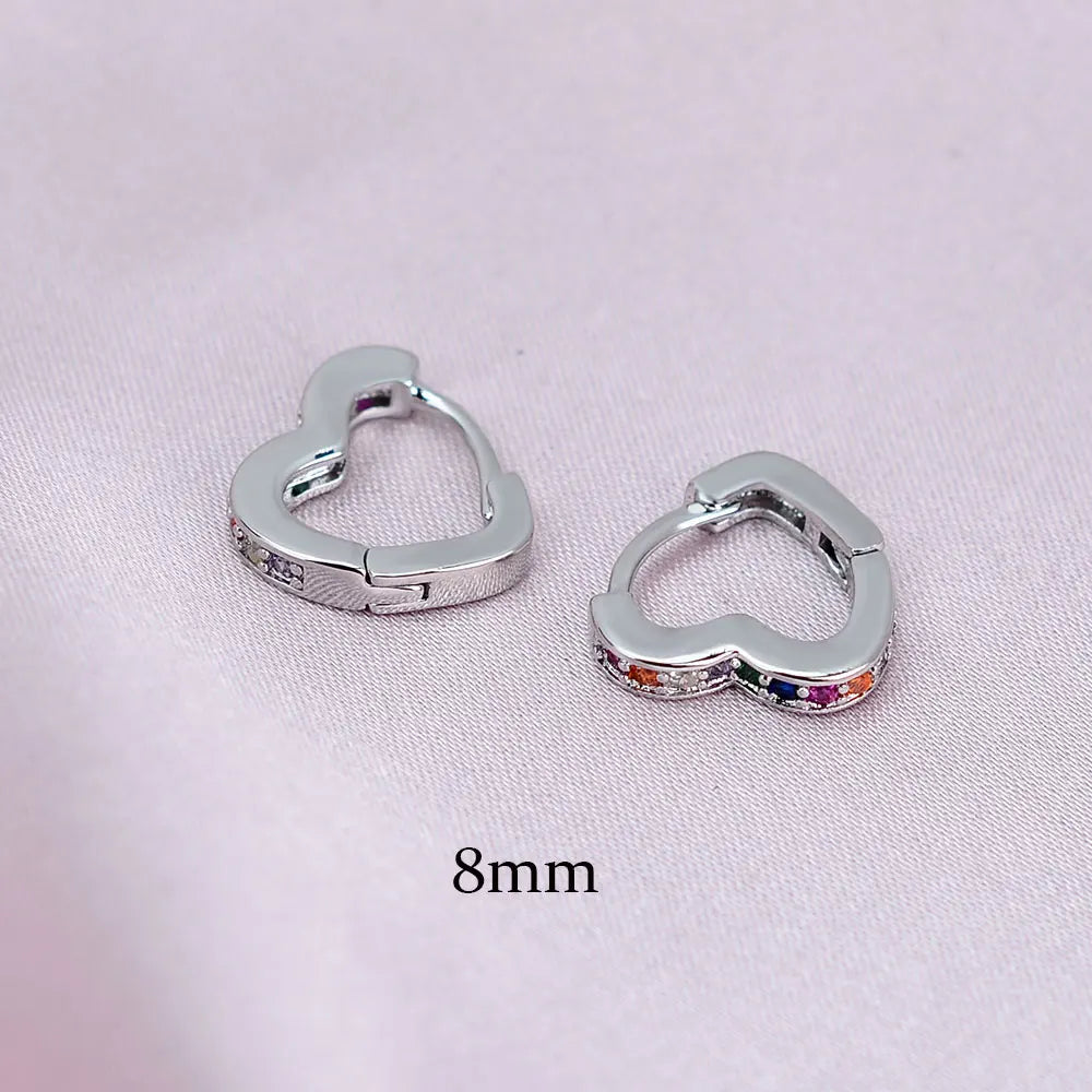 2022 Hot Sell Fashion Small Heart Crystal Hoop Earrings for Women Girls Bijoux Geometric ZirconTiny Earrings Statement Jewelry