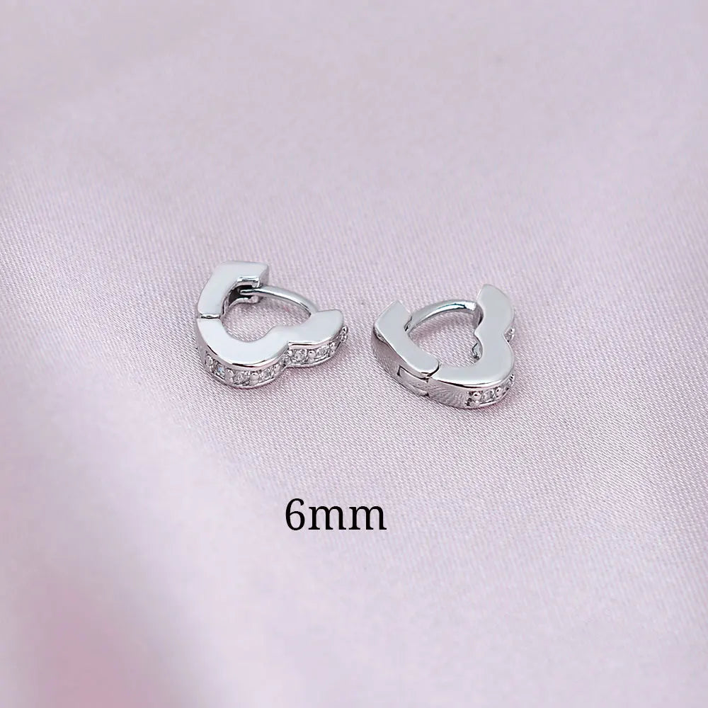 2022 Hot Sell Fashion Small Heart Crystal Hoop Earrings for Women Girls Bijoux Geometric ZirconTiny Earrings Statement Jewelry