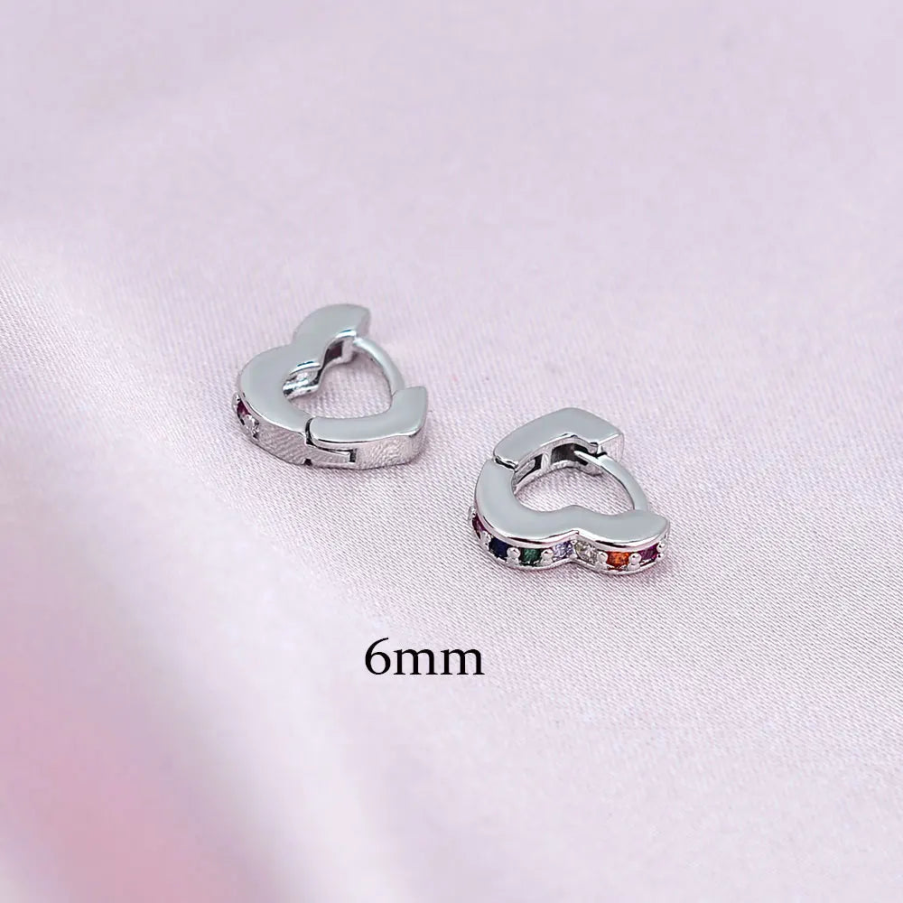 2022 Hot Sell Fashion Small Heart Crystal Hoop Earrings for Women Girls Bijoux Geometric ZirconTiny Earrings Statement Jewelry