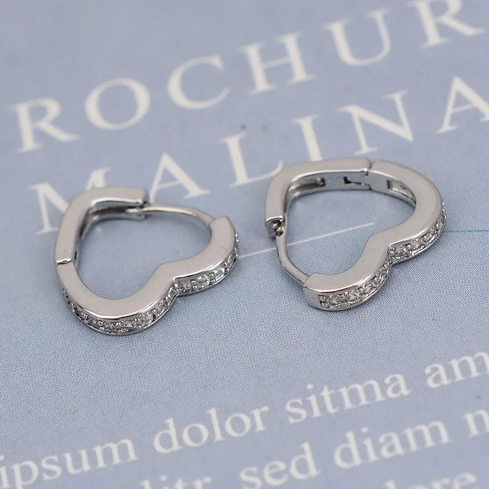 2022 Hot Sell Fashion Small Heart Crystal Hoop Earrings for Women Girls Bijoux Geometric ZirconTiny Earrings Statement Jewelry