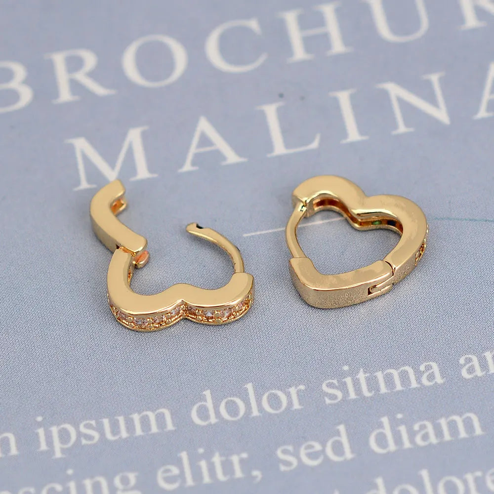 2022 Hot Sell Fashion Small Heart Crystal Hoop Earrings for Women Girls Bijoux Geometric ZirconTiny Earrings Statement Jewelry