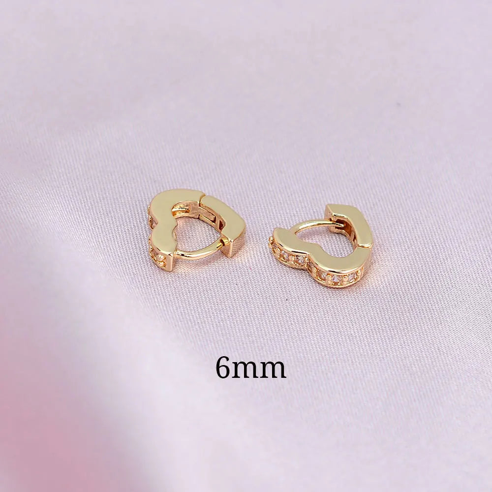 2022 Hot Sell Fashion Small Heart Crystal Hoop Earrings for Women Girls Bijoux Geometric ZirconTiny Earrings Statement Jewelry