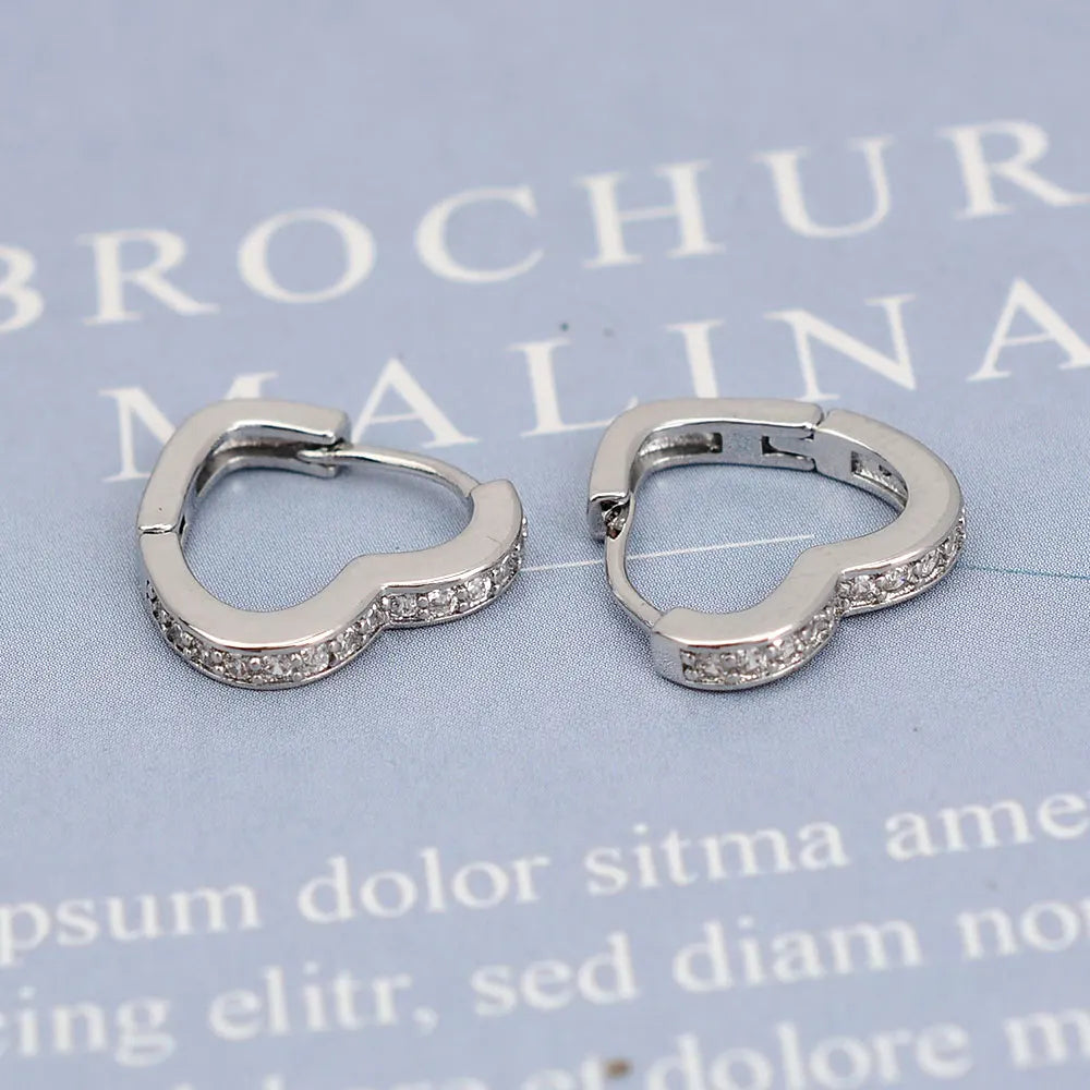 2022 Hot Sell Fashion Small Heart Crystal Hoop Earrings for Women Girls Bijoux Geometric ZirconTiny Earrings Statement Jewelry