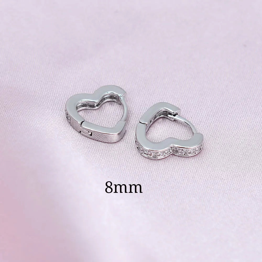 2022 Hot Sell Fashion Small Heart Crystal Hoop Earrings for Women Girls Bijoux Geometric ZirconTiny Earrings Statement Jewelry