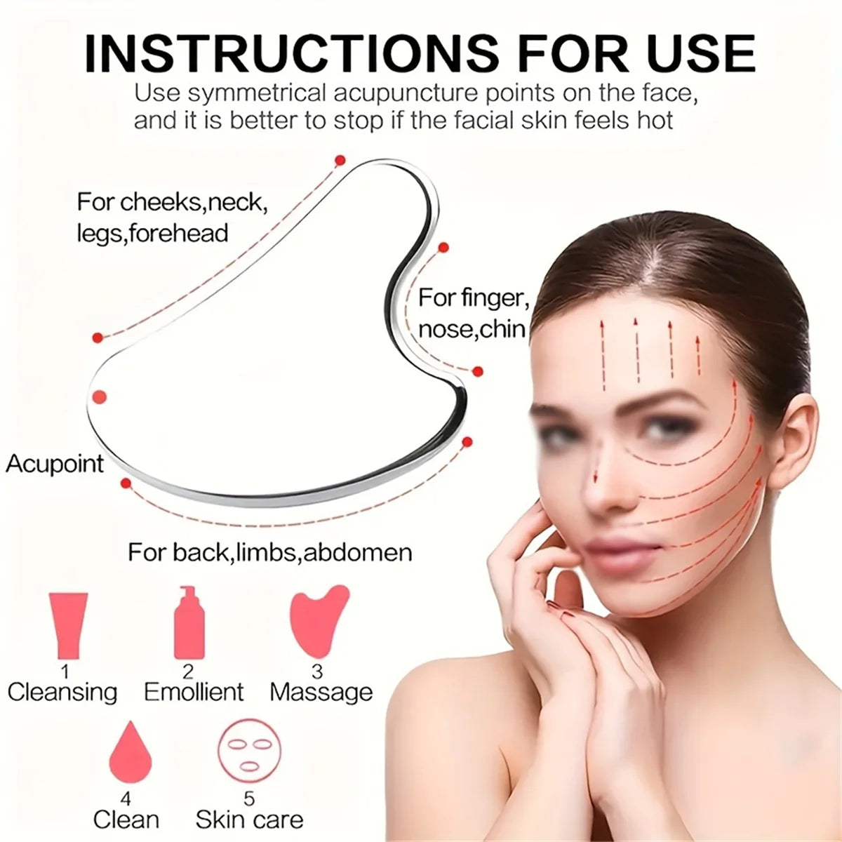 Pure Plus Stainless Steel Gua Sha Tool - Facial Massage & Skincare