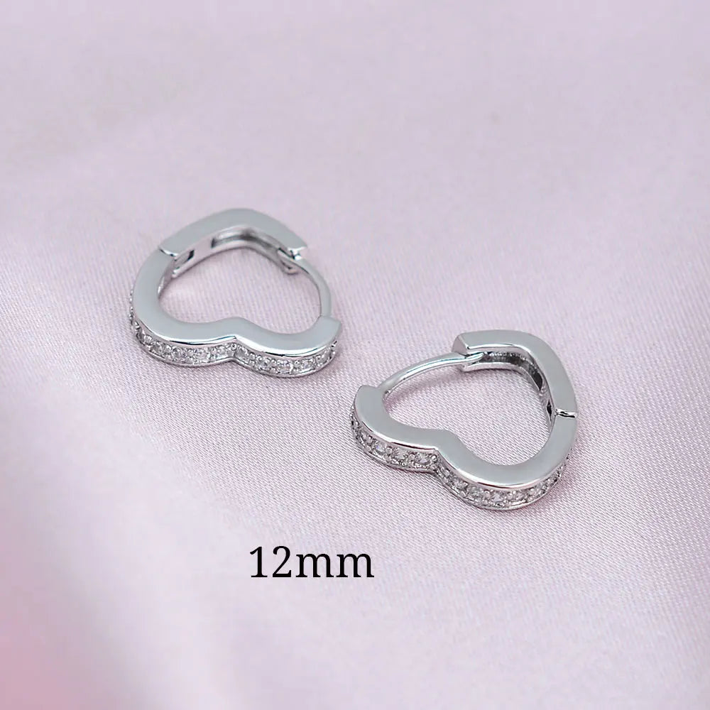 2022 Hot Sell Fashion Small Heart Crystal Hoop Earrings for Women Girls Bijoux Geometric ZirconTiny Earrings Statement Jewelry