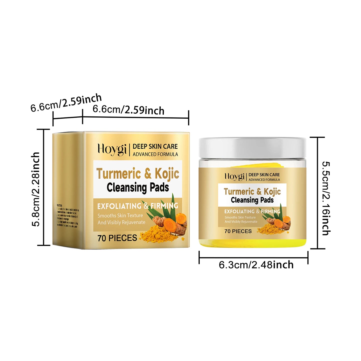 Pure Plus Turmeric & Kojic Acid Cleansing Pads - Gentle Exfoliation & Brightening