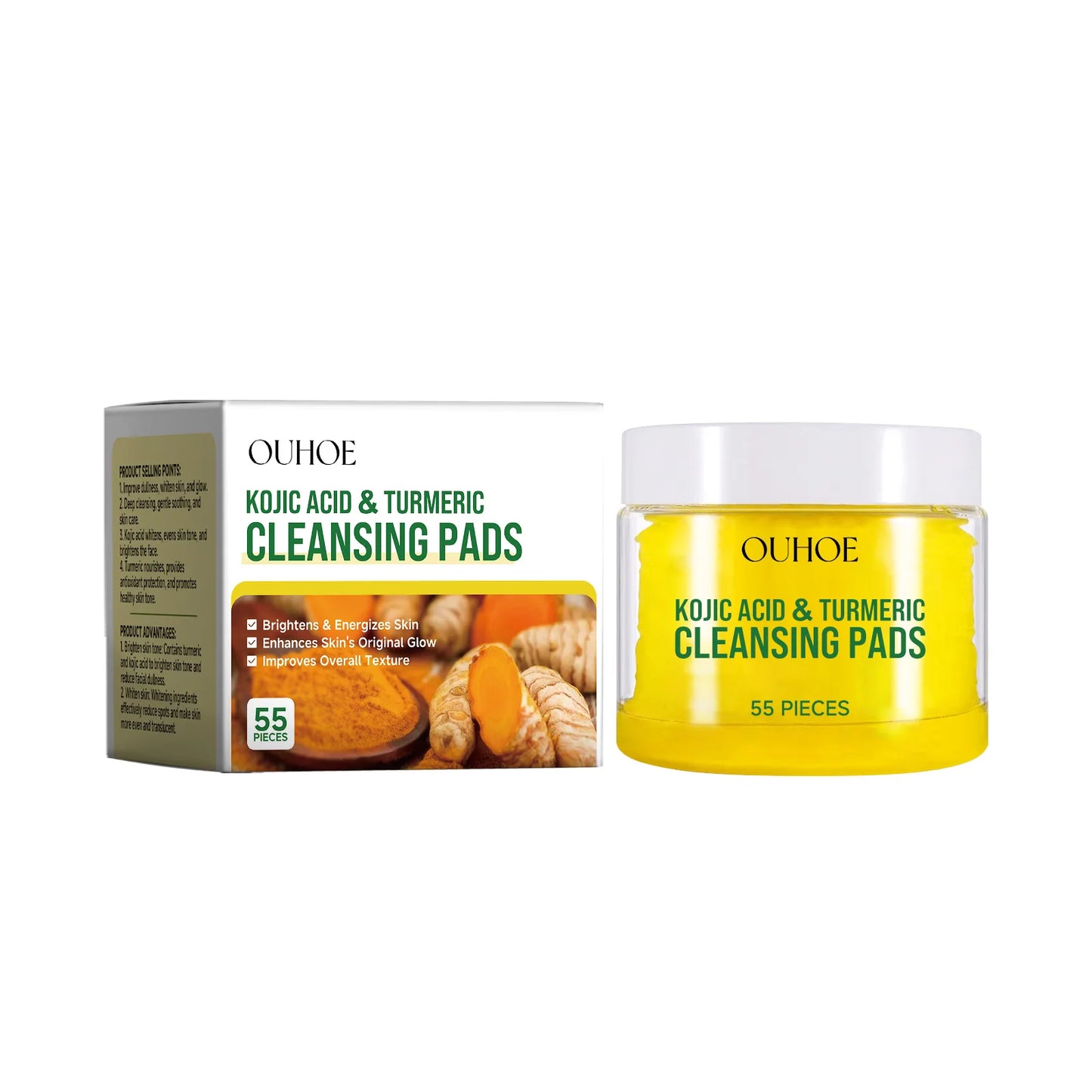 Pure Plus Turmeric & Kojic Acid Cleansing Pads - Gentle Exfoliation & Brightening