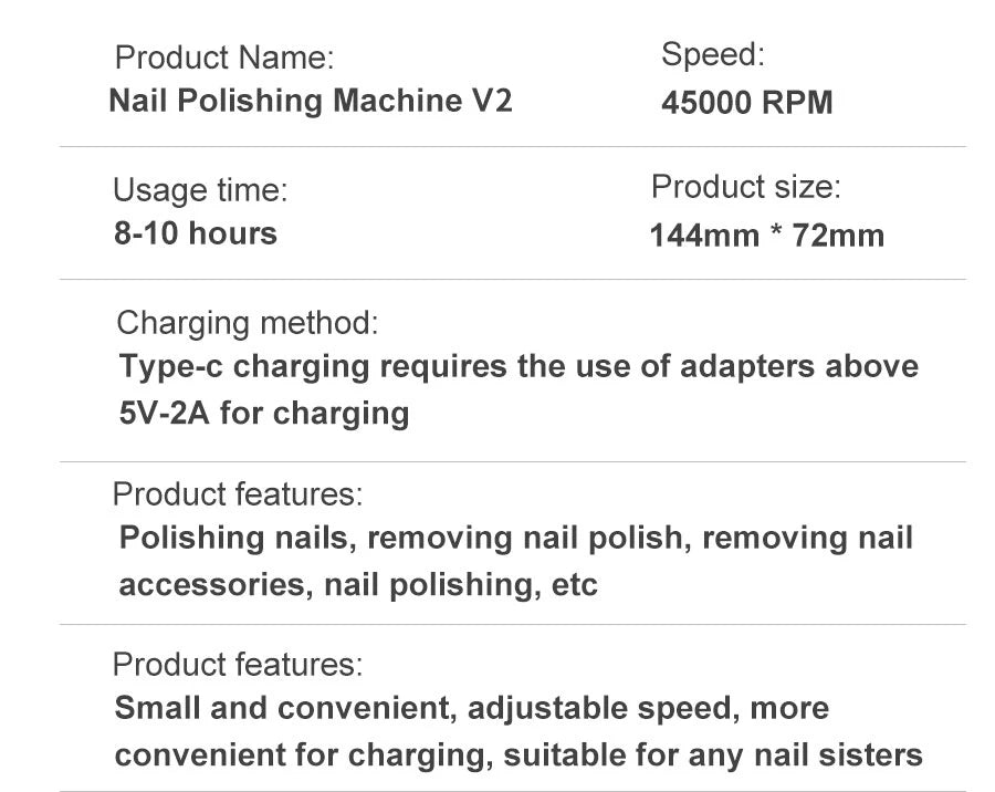 Pure Plus Professional Portable Electric Nail Drill - Rechargeable Manicure Tool