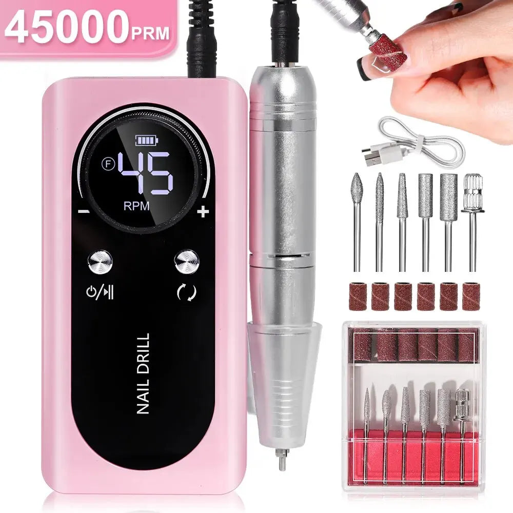 Pure Plus Professional Portable Electric Nail Drill - Rechargeable Manicure Tool