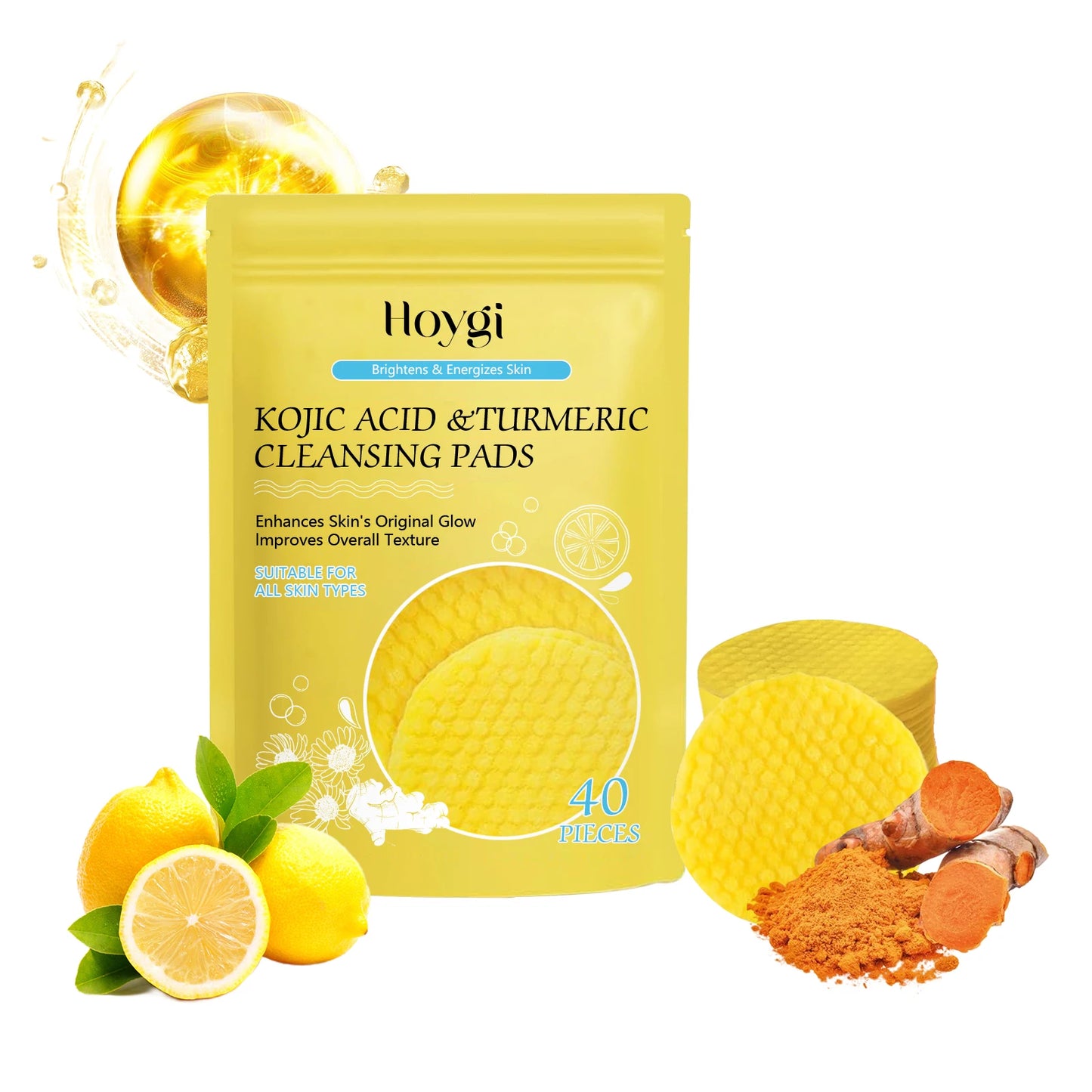 Pure Plus Turmeric & Kojic Acid Cleansing Pads - Gentle Exfoliation & Brightening