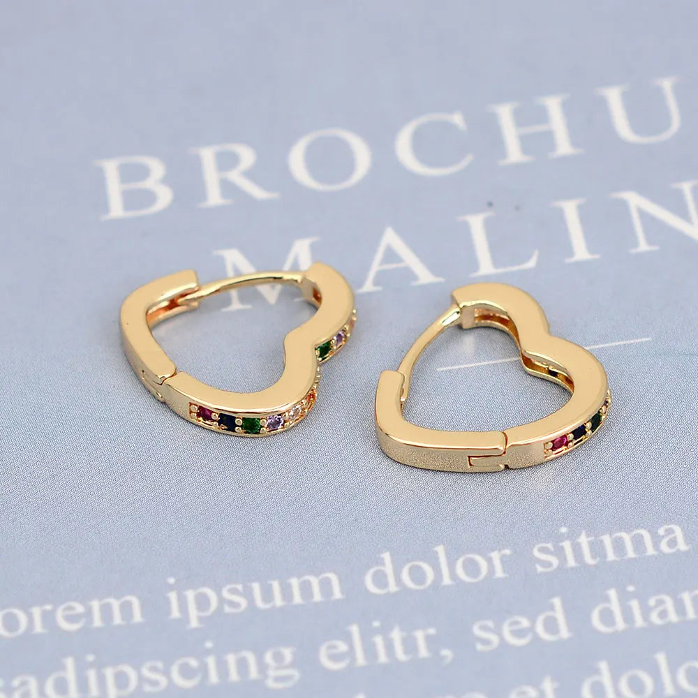 2022 Hot Sell Fashion Small Heart Crystal Hoop Earrings for Women Girls Bijoux Geometric ZirconTiny Earrings Statement Jewelry