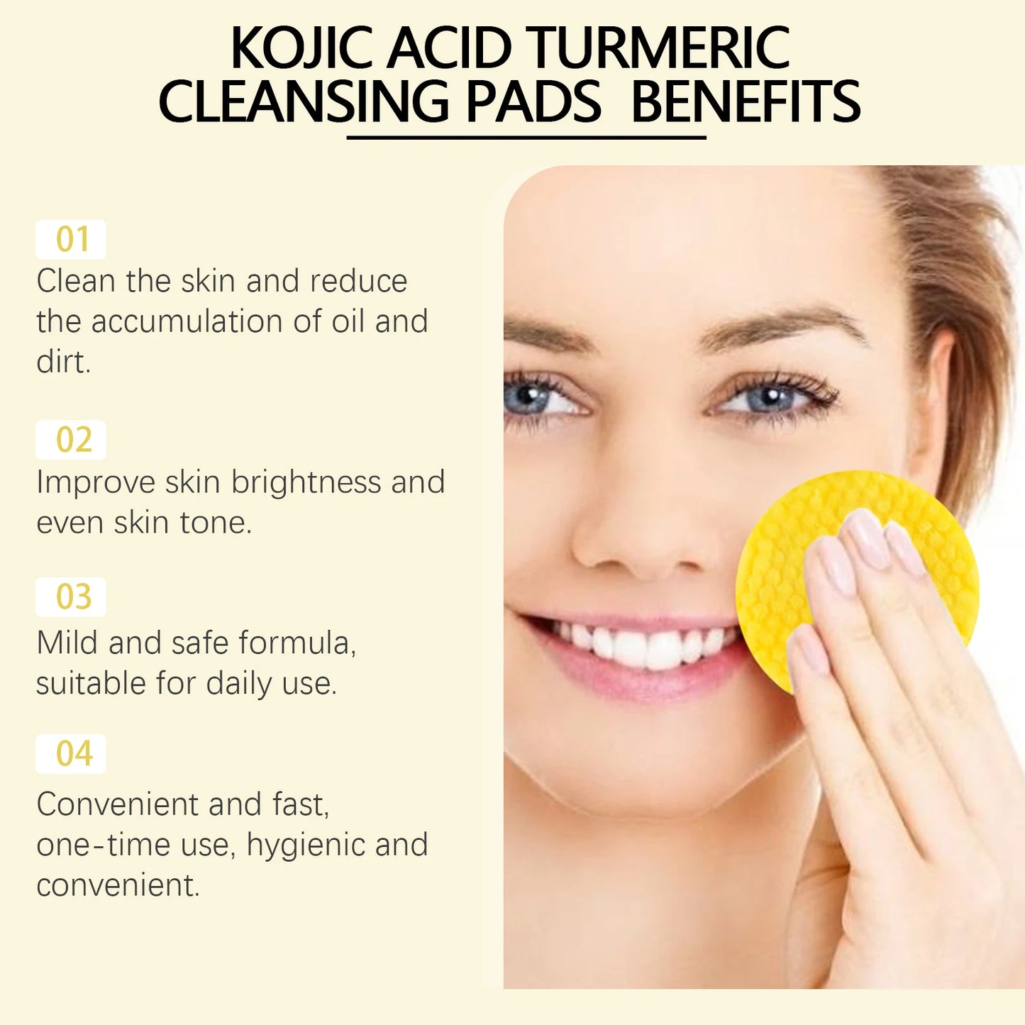Pure Plus Turmeric & Kojic Acid Cleansing Pads - Gentle Exfoliation & Brightening