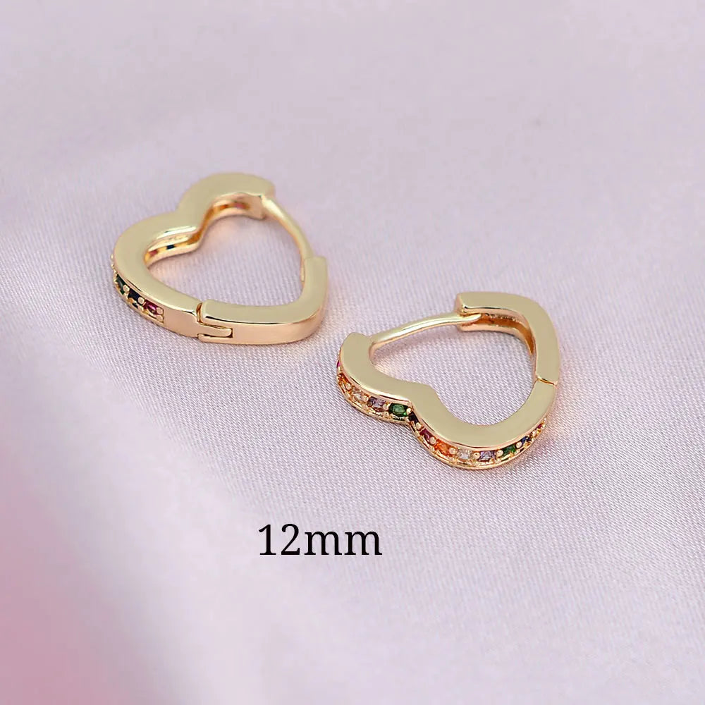 2022 Hot Sell Fashion Small Heart Crystal Hoop Earrings for Women Girls Bijoux Geometric ZirconTiny Earrings Statement Jewelry