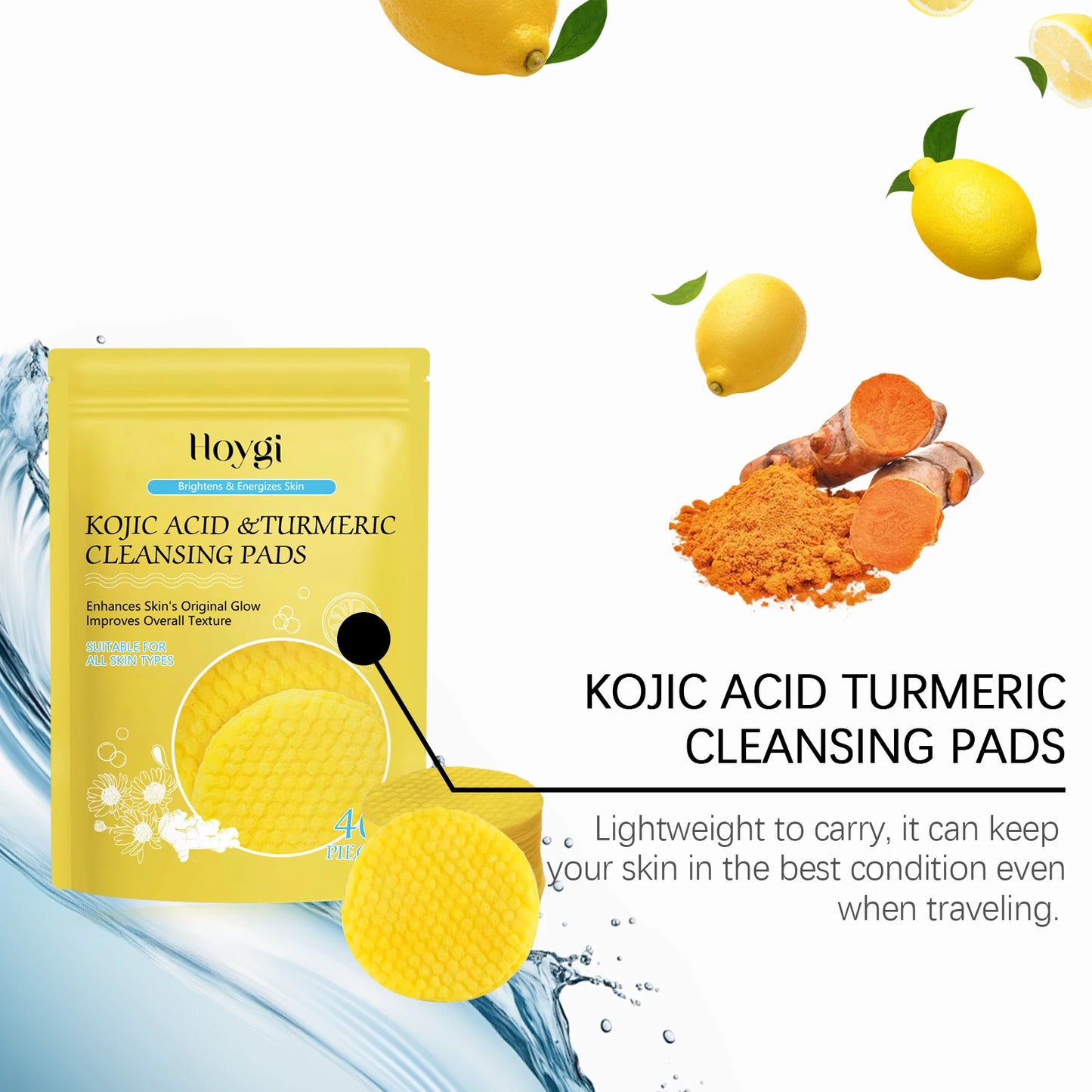 Pure Plus Turmeric & Kojic Acid Cleansing Pads - Gentle Exfoliation & Brightening