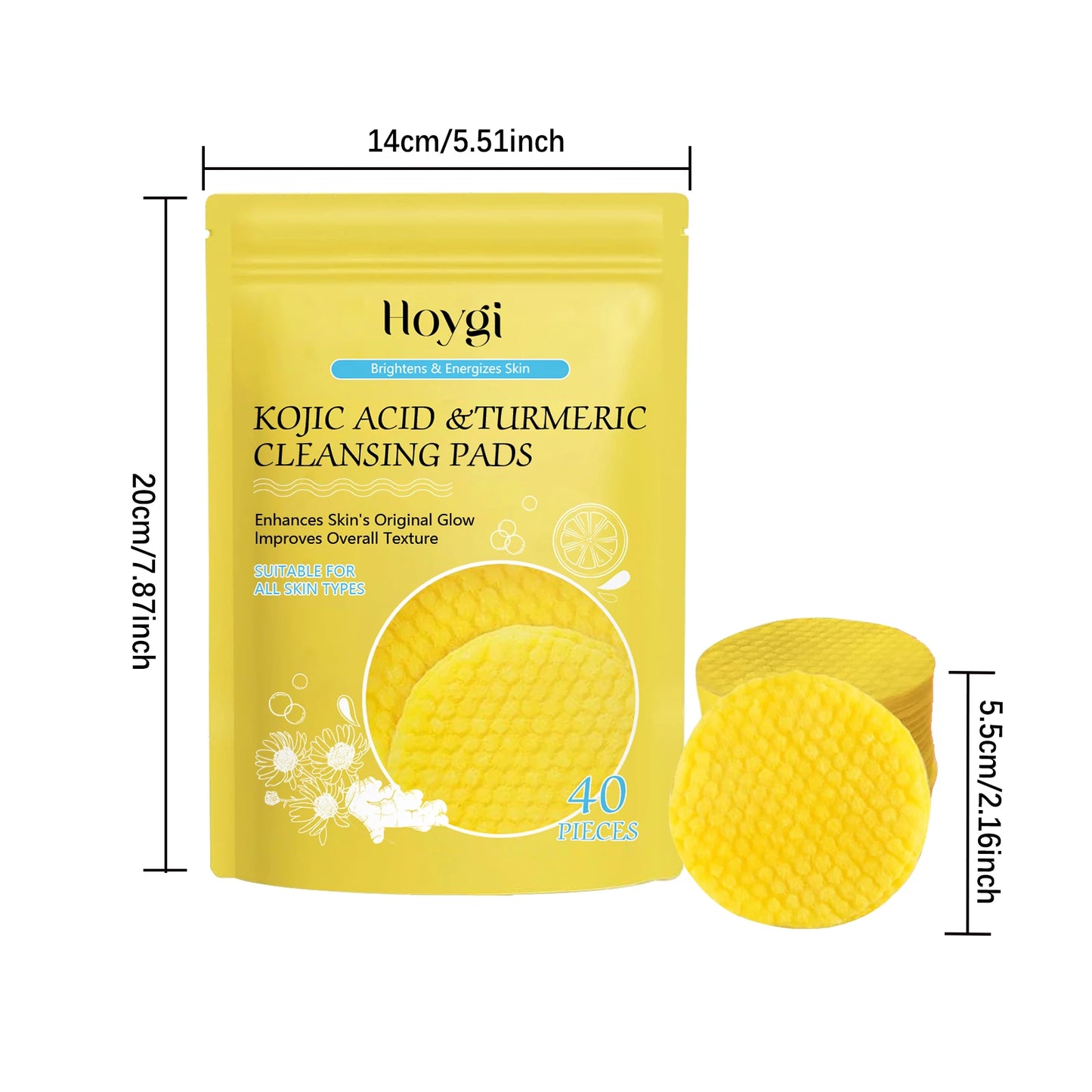 Pure Plus Turmeric & Kojic Acid Cleansing Pads - Gentle Exfoliation & Brightening