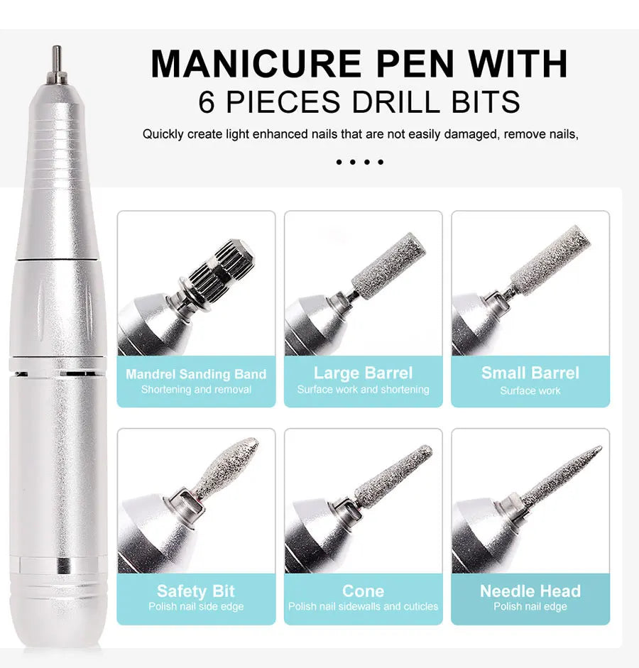 Pure Plus Professional Portable Electric Nail Drill - Rechargeable Manicure Tool