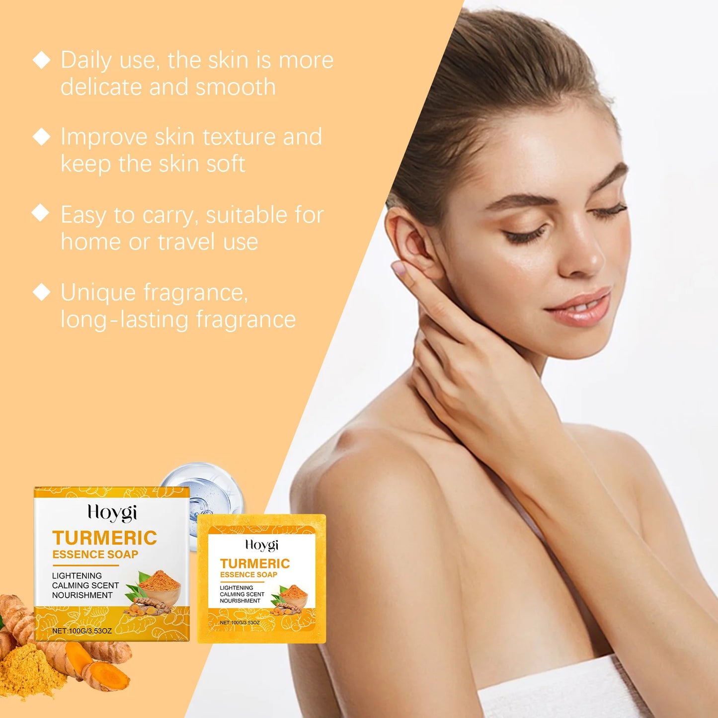 Turmeric Skincare Set Body Soap Anti Acne Dark Spot Corrector Improve Dry Skin Moisturizing Face Cream Brightening Facial Serum