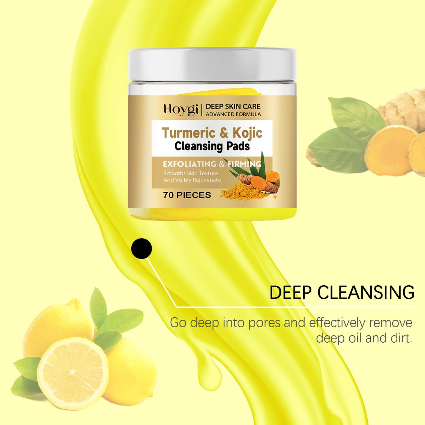 Pure Plus Turmeric & Kojic Acid Cleansing Pads - Gentle Exfoliation & Brightening