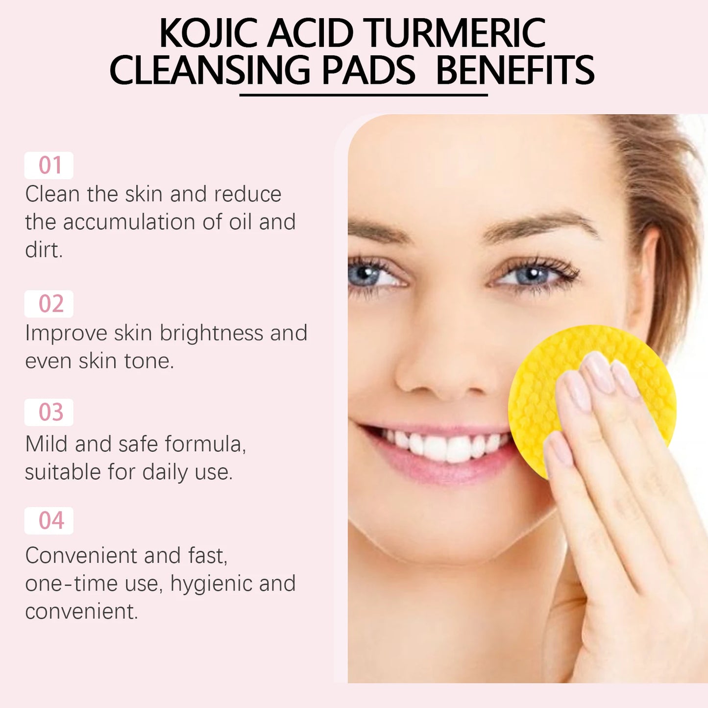 Pure Plus Turmeric & Kojic Acid Cleansing Pads - Gentle Exfoliation & Brightening