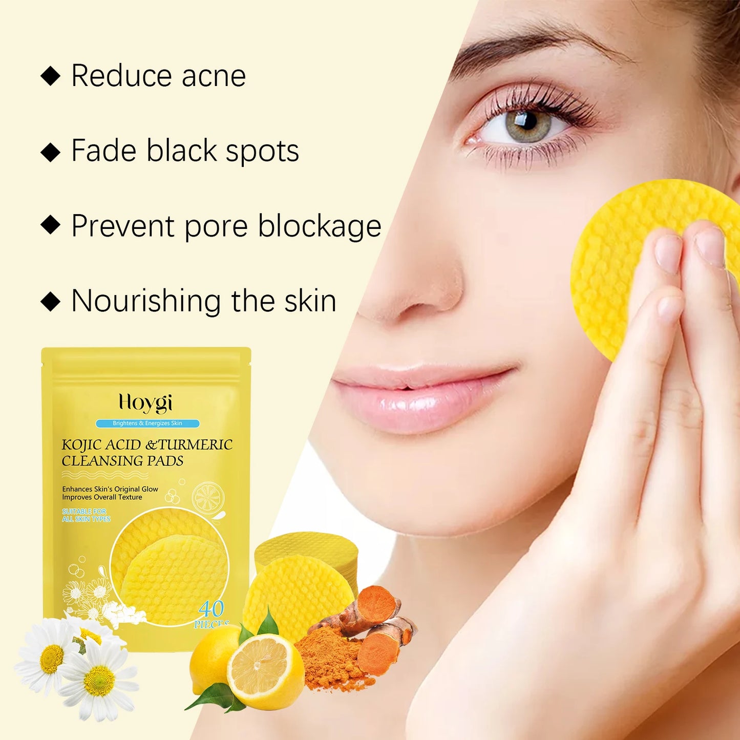 Pure Plus Turmeric & Kojic Acid Cleansing Pads - Gentle Exfoliation & Brightening