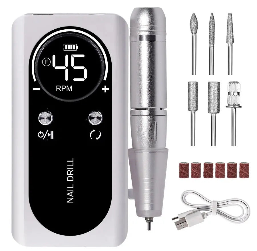 Pure Plus Professional Portable Electric Nail Drill - Rechargeable Manicure Tool