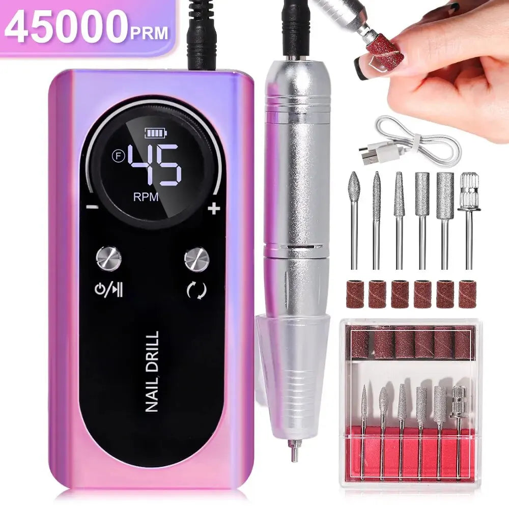 Pure Plus Professional Portable Electric Nail Drill - Rechargeable Manicure Tool